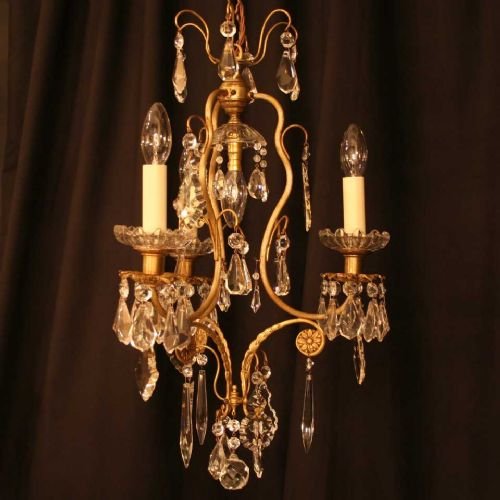 French Small Gilded Birdcage Chandelier