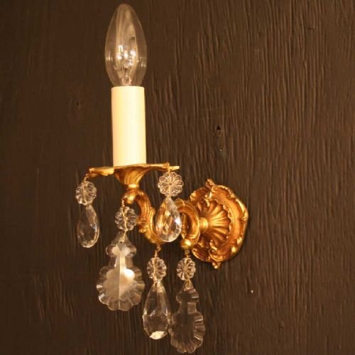 Pretty Pair of Gilded Single Light Wall Sconces