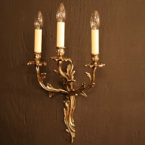 French Pair of Triple Light Wall Sconces