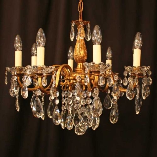 French Gilded 8 Light Chandelier