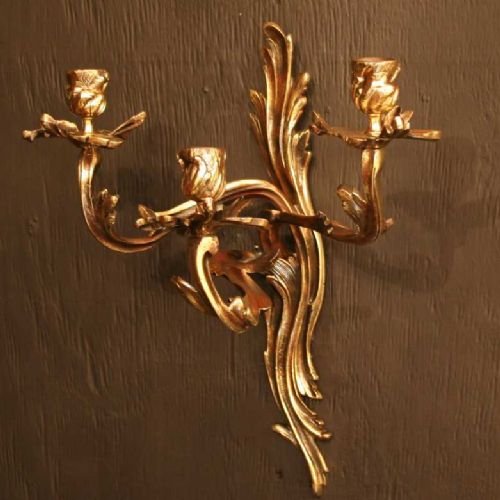 French Pair of Triple Light Candle Sconces

