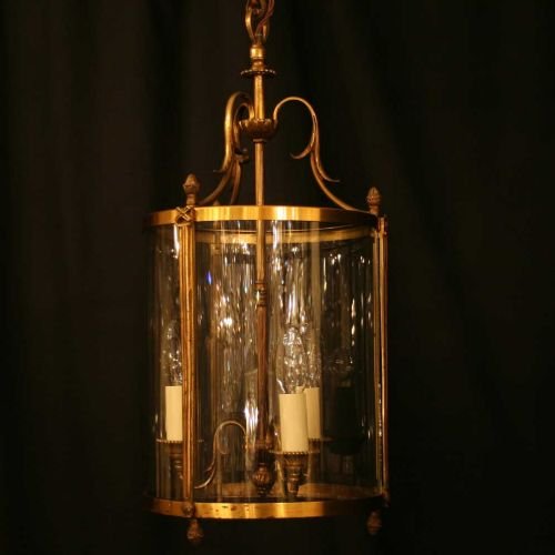 French Triple Light Gilded Hall Lantern