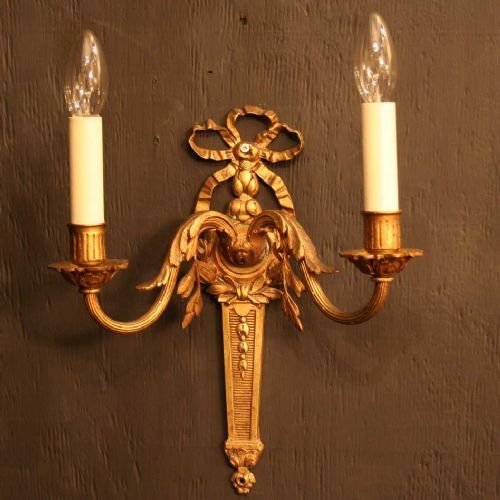 French Gilded Brass Twin Arm Wall Lights

