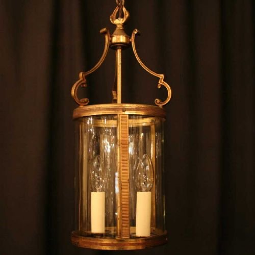 French Gilded Brass Twin Light Hall Lantern