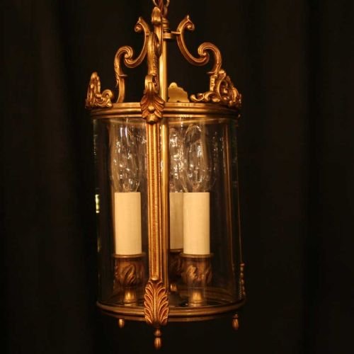 French Gilded Triple Light Rococo Hall Lantern