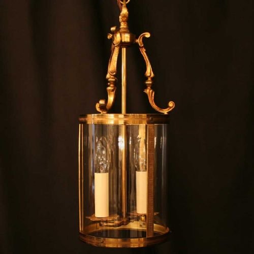 French Gilded Twin Light Hall Lantern