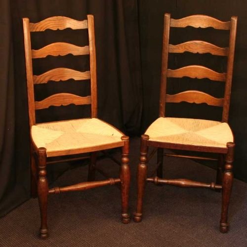 Set of 8 Oak Ladder Back Chairs