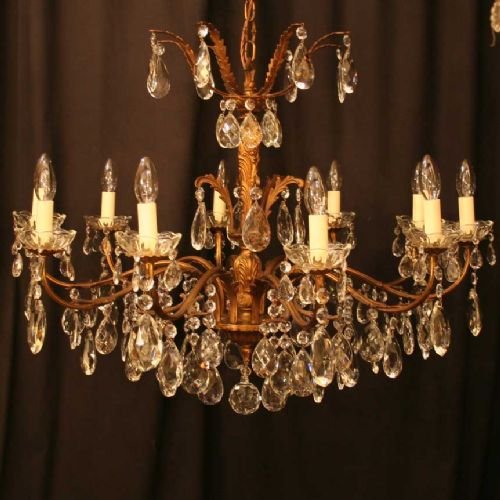Italian Gilded 10 Light Chandelier