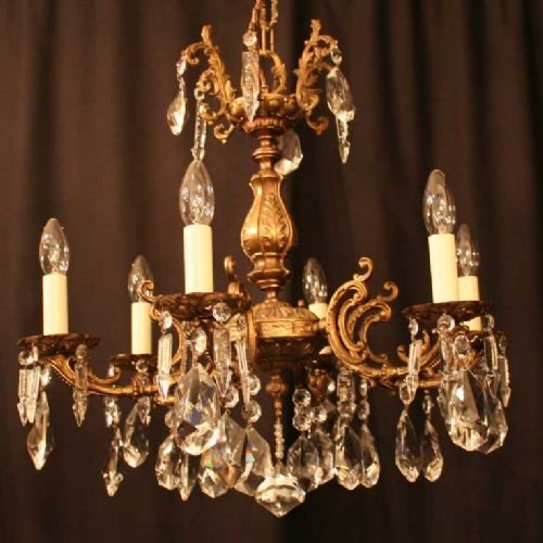 Italian Dark Gilded 6 Light Chandelier