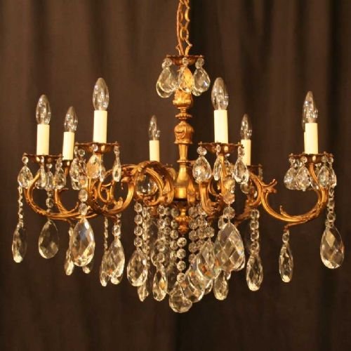 Pair of Italian Gilded Light Chandeliers