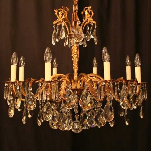 Italian Gilded Brass 8 Light Chandelier
