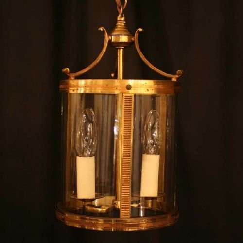 French Pair of Gilded Twin Light Hall Lanterns