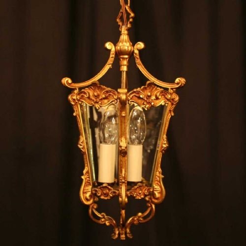 French Gilded Twin Light Hall Lantern