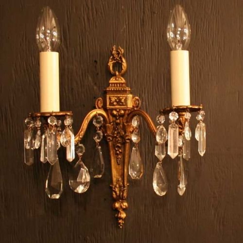 French Pair of Bronze Wall Lights