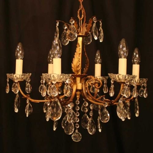 French Gilded 6 Light Chandelier