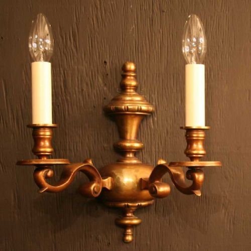 English Pair of Twin Arm Wall Lights