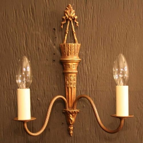 French Set of 4 Gilded Twin Arm Wall Lights