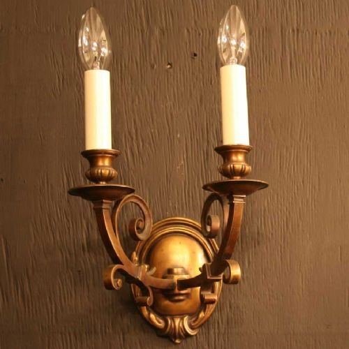 English Pair of Twin Arm Wall Lights