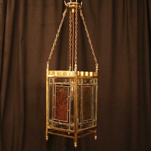 English Single Light Brass Hall Lantern