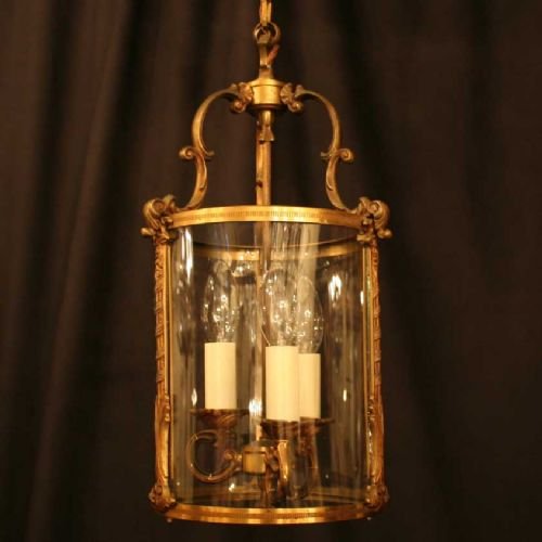 French Gilded Triple Light Hall Lantern