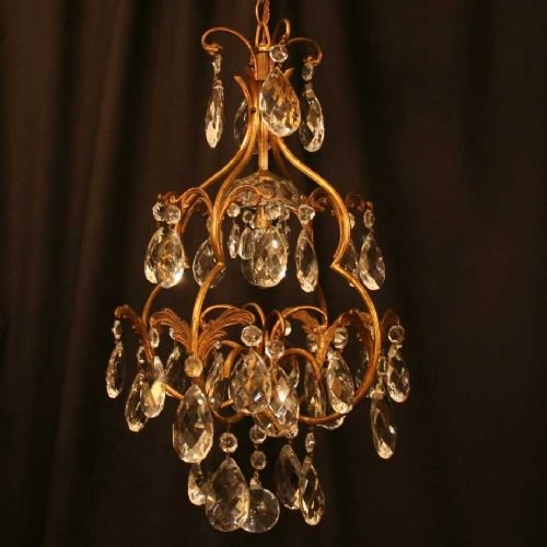 French Single Light Birdcage Chandelier