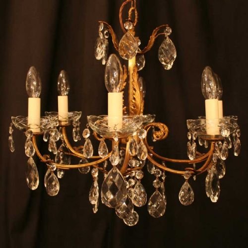 French Gilded 6 Light Chandelier