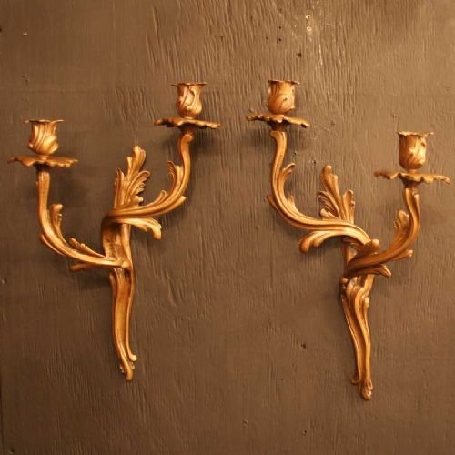 French Pair Bronze Wall Sconces