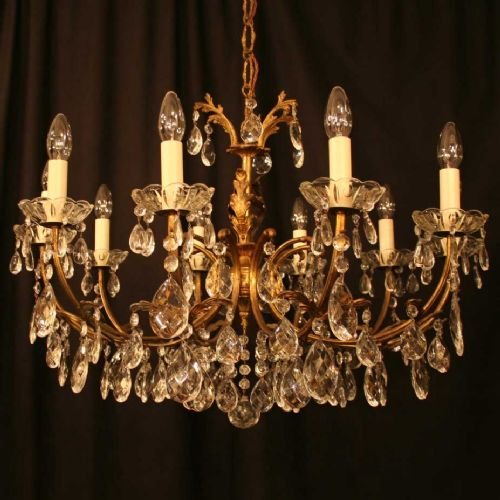 French Gilded 10 Branch Chandelier