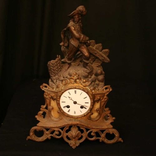 French Gilded Brass Clock