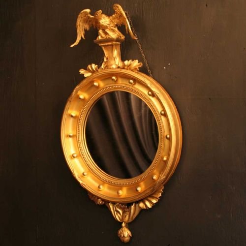 English Gilded Convex Eagle Mirror