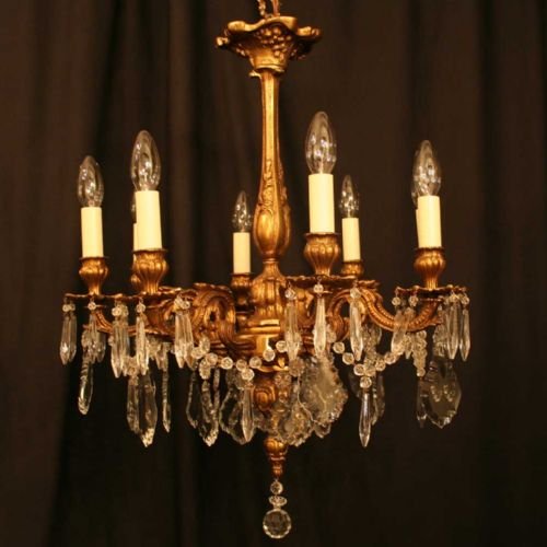 French Gilded Bronze 8 Light Chandelier