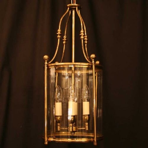 French Brass 4 Light Hall Lantern