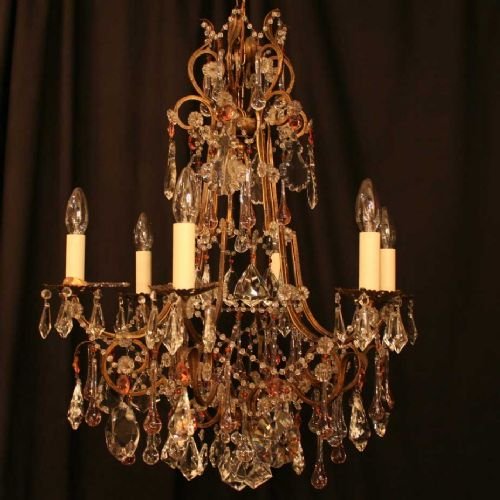 Italian 6 Light Cage Form Chandelier