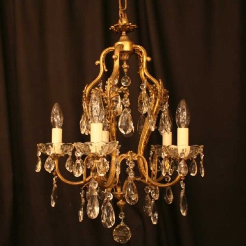 Pretty French Gilded 5 Light Chandelier
