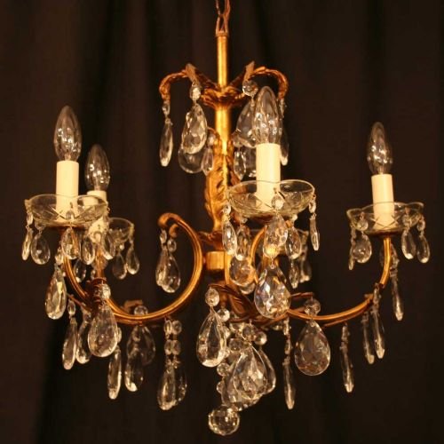 Italian Gilded Brass 5 Light Chandelier

