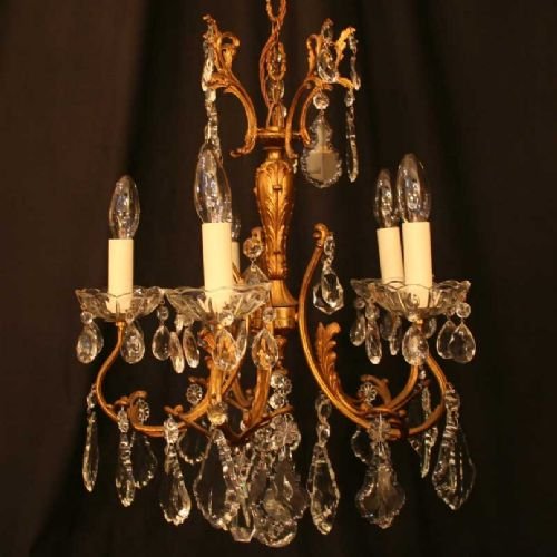 French Gilded 5 Light Chandelier