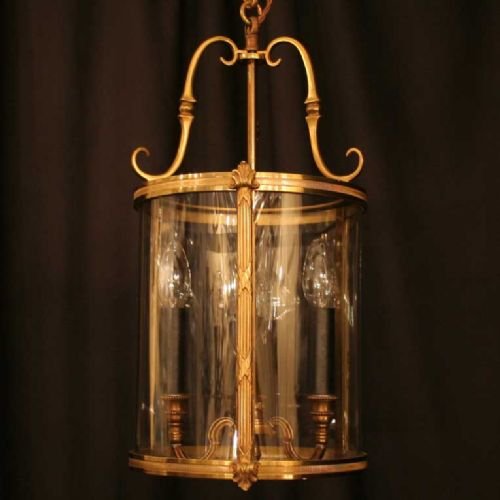 French Gilded Triple Light Hall Lantern