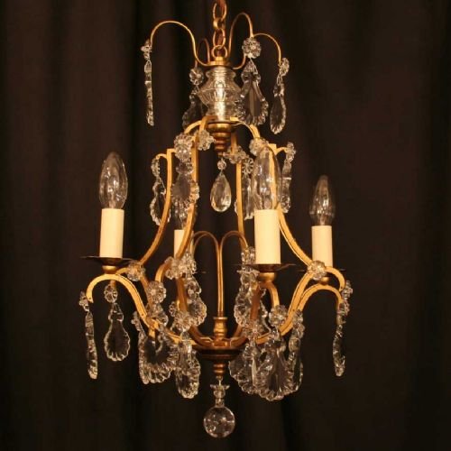 Pretty French Gilded 4 Light Chandelier

