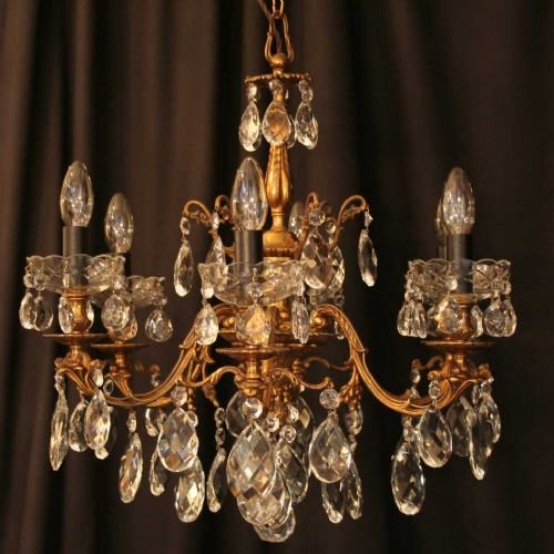 Italian Gilded Brass 6 Light Chandelier

