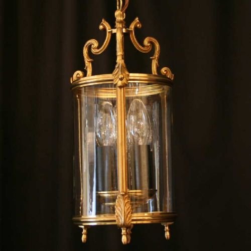 French Gilded Triple Light Hall Lantern