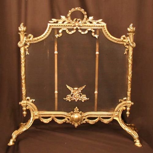 French Decorative Brass Firescreen