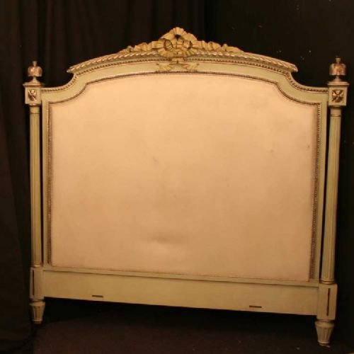 French Decorative Silver and Sage Bedhead
