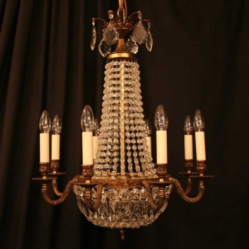 French Gilded 10 Light Tent Chandelier