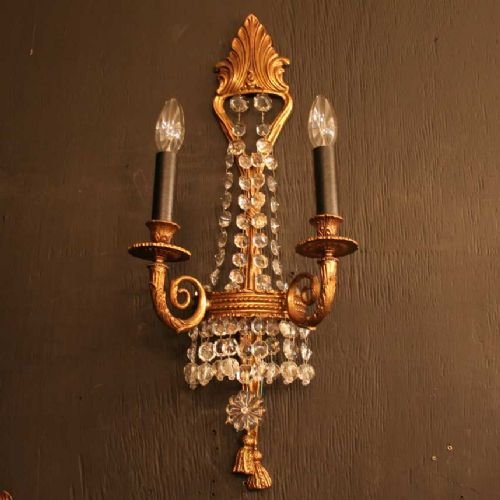 French Pair of Gilded Twin Arm Wall Lights