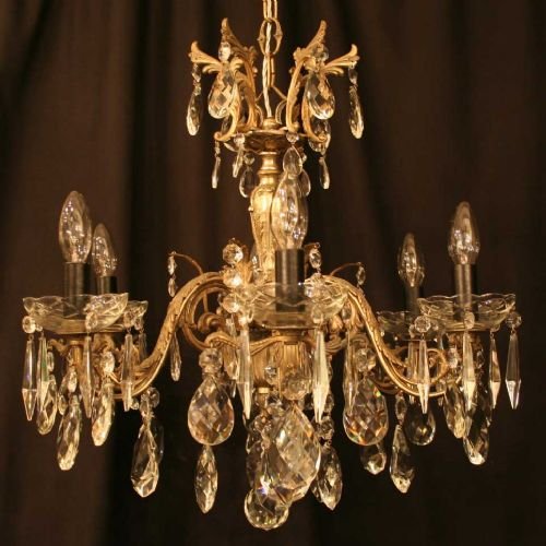 Italian Silver Cast 6 Light Chandelier