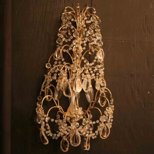 Single French Silvered Triple Light Wall Sconce