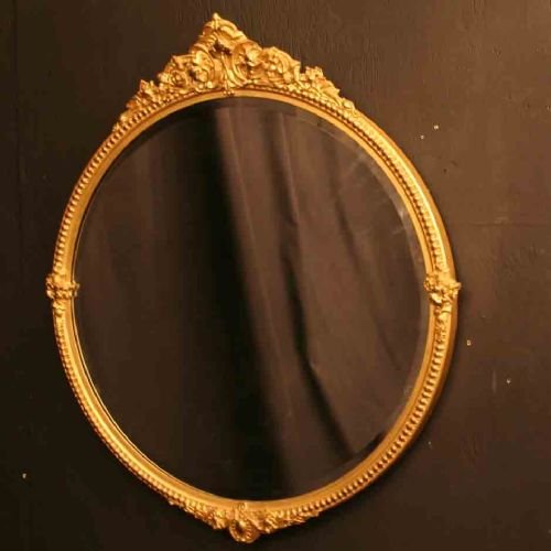 French Pair of Gilded Circular Mirrors