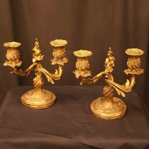 French Pair of Bronze Candelabra