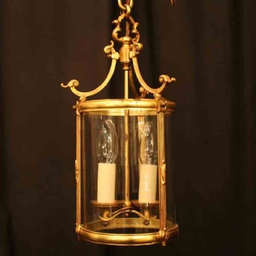 French Gilded Brass Twin Light Hall Lantern