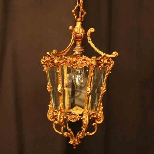 French Gilded Brass Single Light Lantern